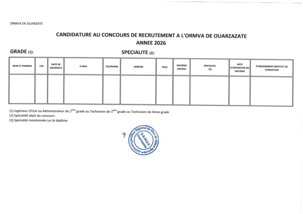  2026 مباراة توظيف 20 منصب بالمكتب الجهوي للاستثمار الفلاحي لورزازات 