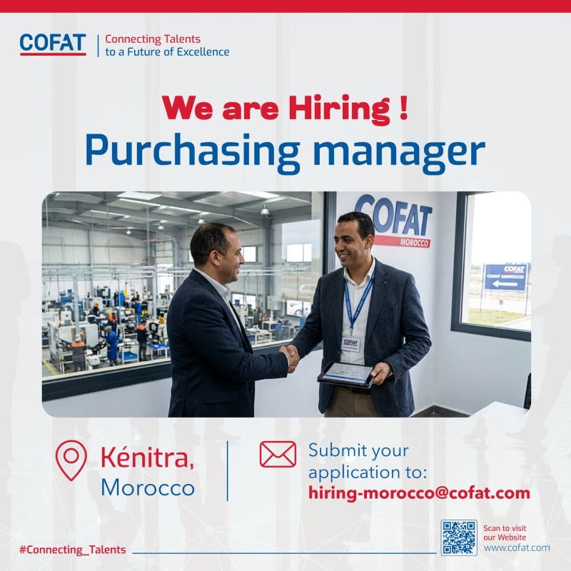 COFAT recrute Sales Manager et Purchasing Manager à Kénitra