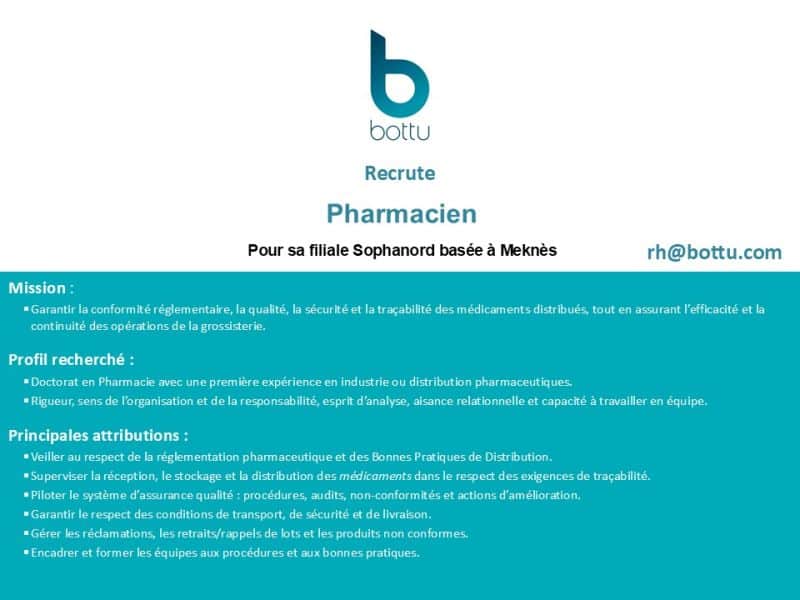Bottu recrutement Maroc : plusieurs postes ouverts dans l’industrie pharmaceutique
