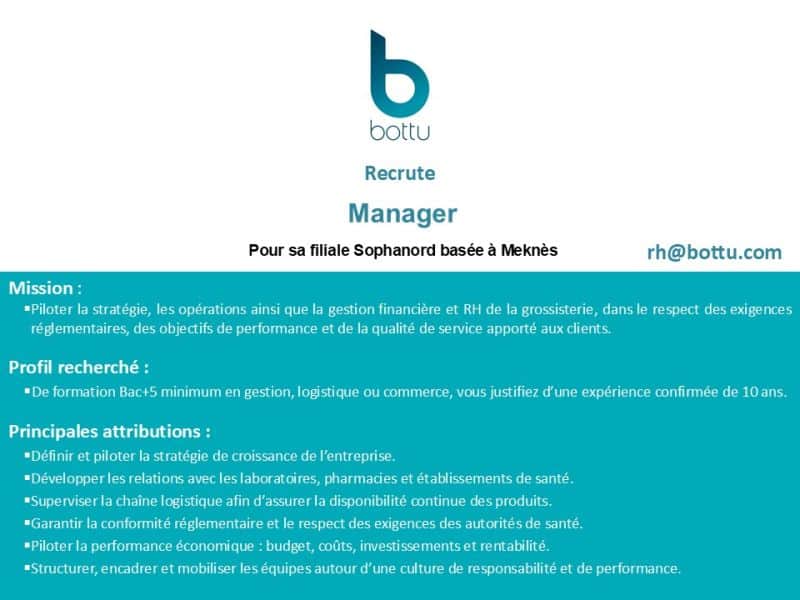 Bottu recrutement Maroc : plusieurs postes ouverts dans l’industrie pharmaceutique
